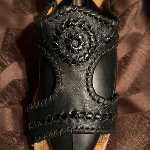 Sandals- Black Leather Wedge Size 9.5